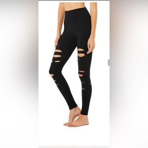 ALO LARGE HIGH WAIST RIPPED WARRIOR LEGGING SIZE LARGE